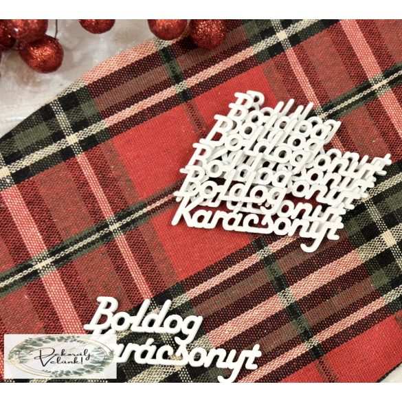 Fa tábla Boldog Karácsonyt felirat fehér 14 cm