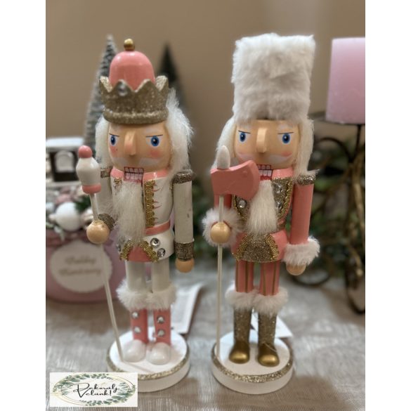 Figura diótörő fa fehér rózsaszín 25 cm karácsony advent