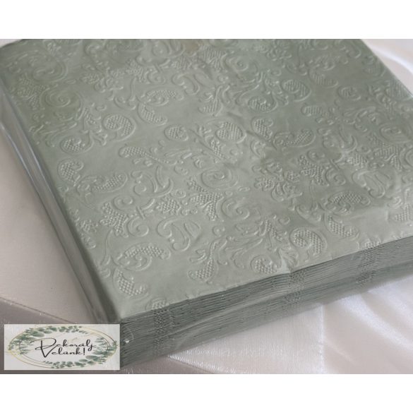 Szalvéta 33*33 cm,3 rétegű, textil hatású menta, zsálya