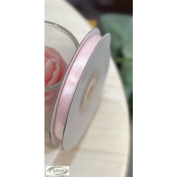 6mm x 22m szatén szalag halvány rózsaszín