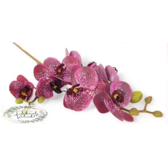 Lepke orchidea szál gumi bimbókkal 68cm, 8 virág, vörös